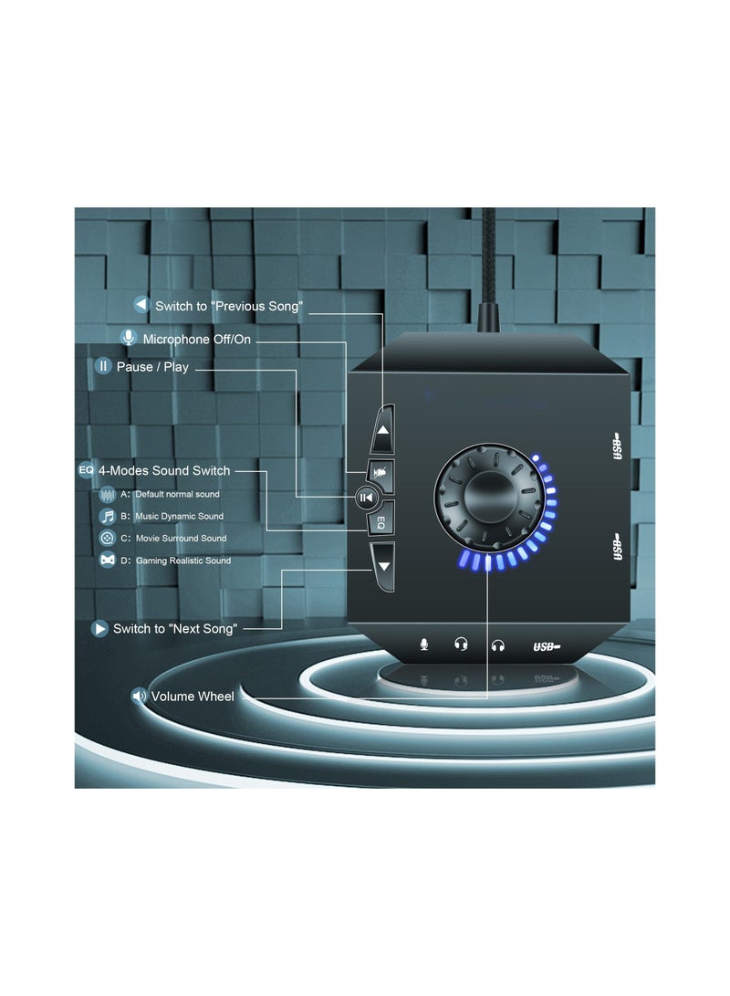 Captaintech T10 External Sound Card, USB Hubs, Audio Adapter, External Stereo Sound Card, 3.5mm Headphone Microphone Jack, Volume Control, Plug & Play (6-in-1) USB Audio Adapter for PC Windows, Mac, Laptops - Image 5