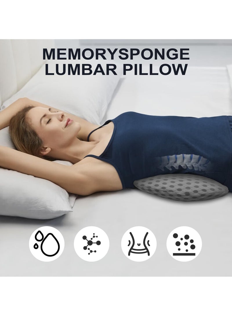 SYOSI Memory Foam Lumbar Pillow, Ergonomic, Improves Sitting Posture - Lumbar Support Pillow, for Lumbar Pain Relief, Suitable for Car Seats, Office Chairs, Sofas, Recliners and Beds (Gray) - Image 3