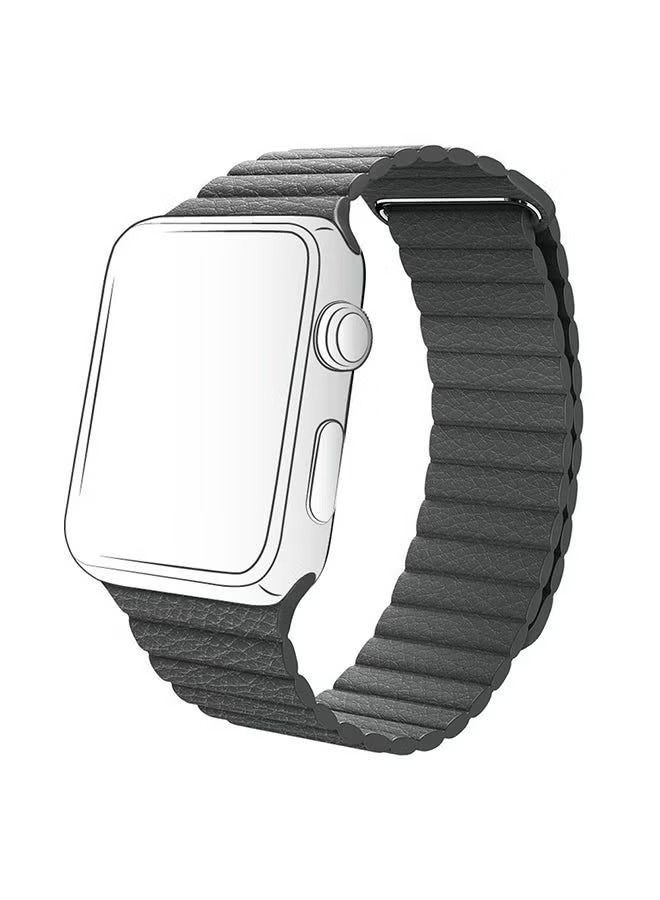 vesus Leather Replacement Band For Apple Watch 41mm/40mm/38mm Grey