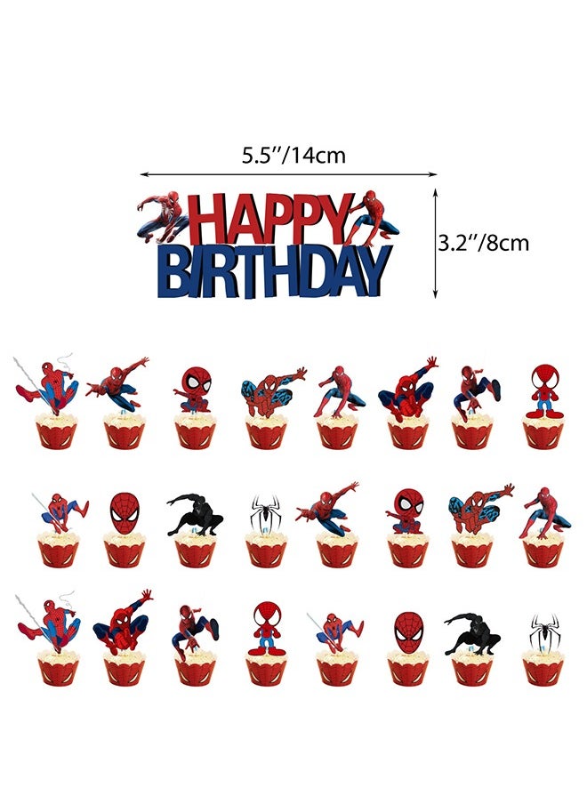 Beyond Spider Man Themed Birthday Party Supplies, Birthday Decorations Favors Kit for Boys, Include Birthday Banner Balloons Cake Toppers Party Decor (Colorful)  - Image 3