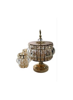 Spaceshoop A Set Of Golden Crystal Snack Storage Box Candy Tray Fruit Bucket Cake Holder Display Tray For Home Decor 3pcs  - Image 2