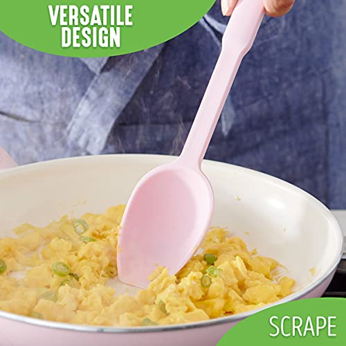 GreenLife Cooking Tools and Utensils, Silicone Spoon for Scooping Scraping and Mixing, Heat and Stain Resistant, Dishwasher Safe, Grey - Image 3