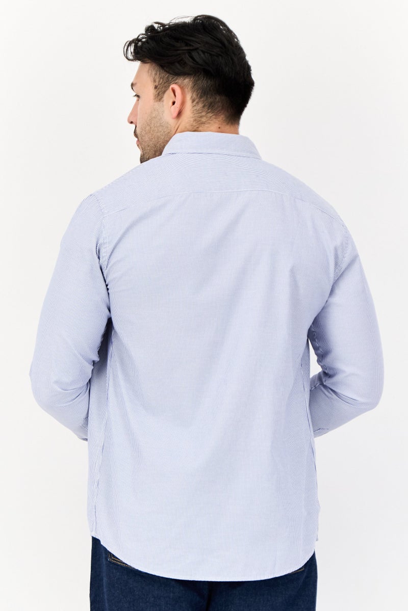 English Laundry قميص رجالي عادي بقصة مريحة بأكمام طويلة بخطوط دقيقة، متعدد الألوان - Image 3