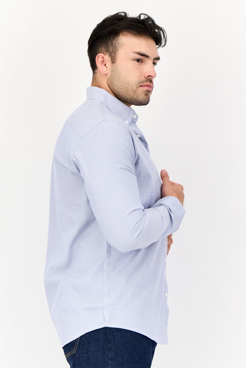 English Laundry قميص رجالي عادي بقصة مريحة بأكمام طويلة بخطوط دقيقة، متعدد الألوان - Image 2