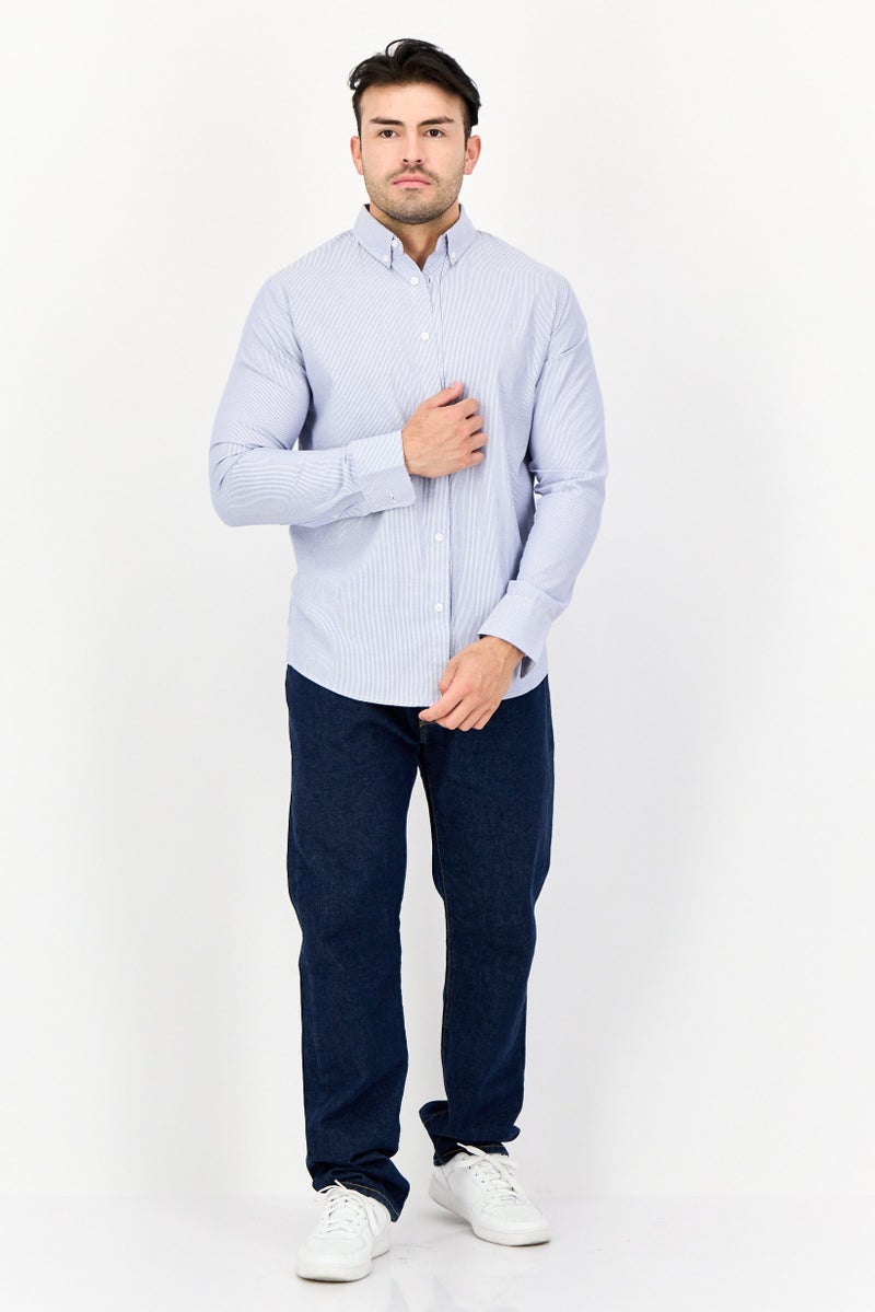 English Laundry قميص رجالي عادي بقصة مريحة بأكمام طويلة بخطوط دقيقة، متعدد الألوان - Image 4