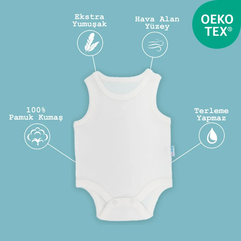نوفيبيبي Baby Athlete Bodysuit with Snap Fasteners Ecru 100% Cotton 3-6 Months
