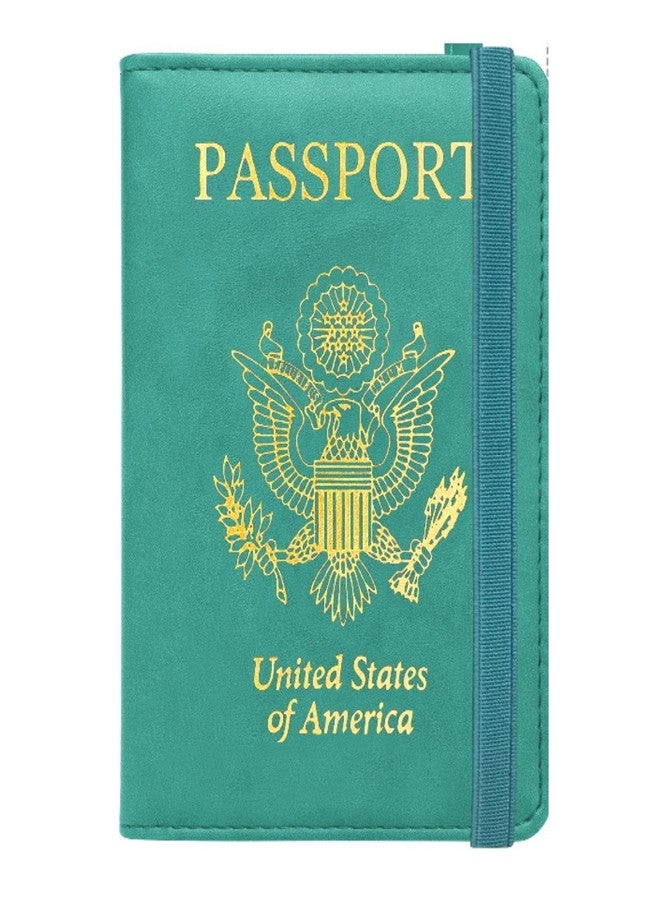 Ciana Leather RFID Passport and Vaccine Card Holder Cover, Glitter Leather Slim Water Resistant, Strap CDC Vaccine Card Slot Passport Wallet Travel Wallet Passport Cover for Men and Women (Aqua) - Image 1