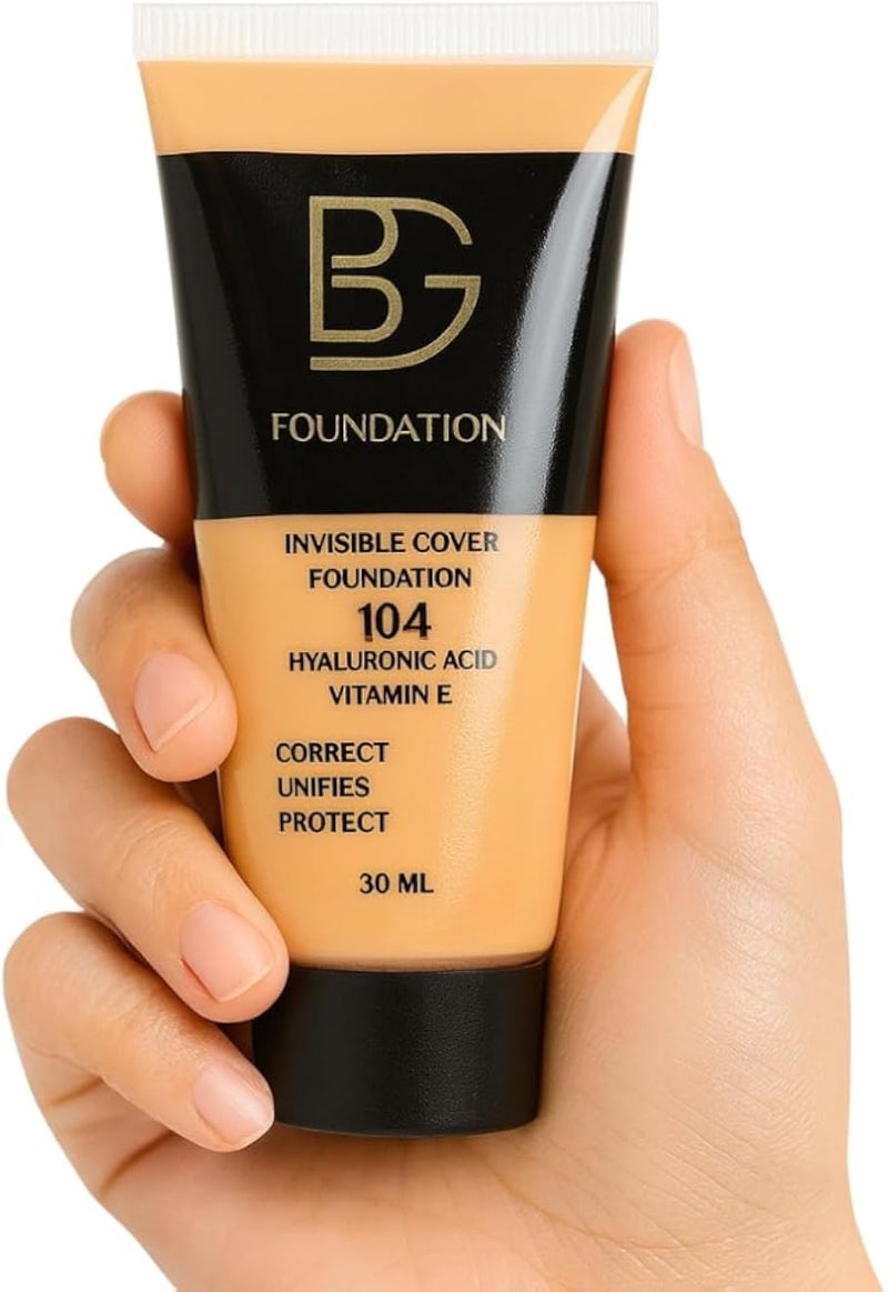 كريم أساس ١٠٤، ٣٠ مل | كريم أساس سائل بتغطية كاملة | لمسة نهائية مطفية تدوم طويلًا | مناسب لجميع ألوان البشرة