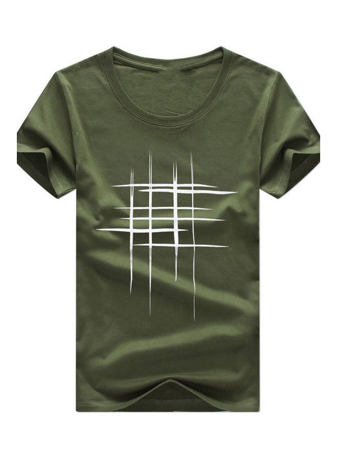 NIBEMINENT Line Cross Printed T-Shirt Green/White 