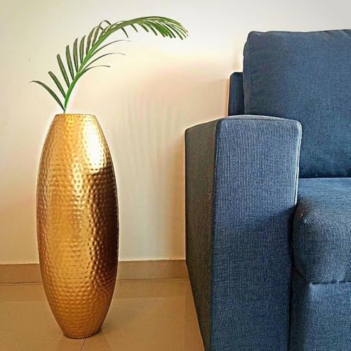 TRENDING DECOR Hammered Gold Metal Flower Vase Tall Decorative Vase for Living Room/Home Decor- 24 inch - Image 1