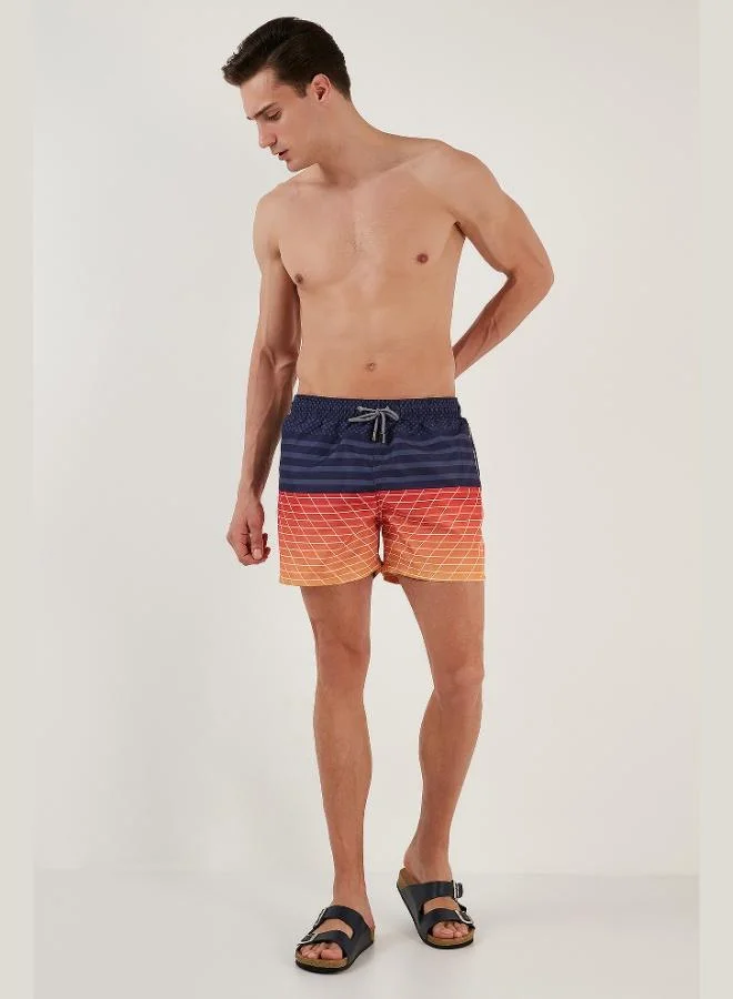 Buratti  Buratti Patterned Swim Shorts with Waist Tie and Pocket Swimsuit Short Men's SWIMSUIT SHORT 380K917 for Men | Best Price UAE