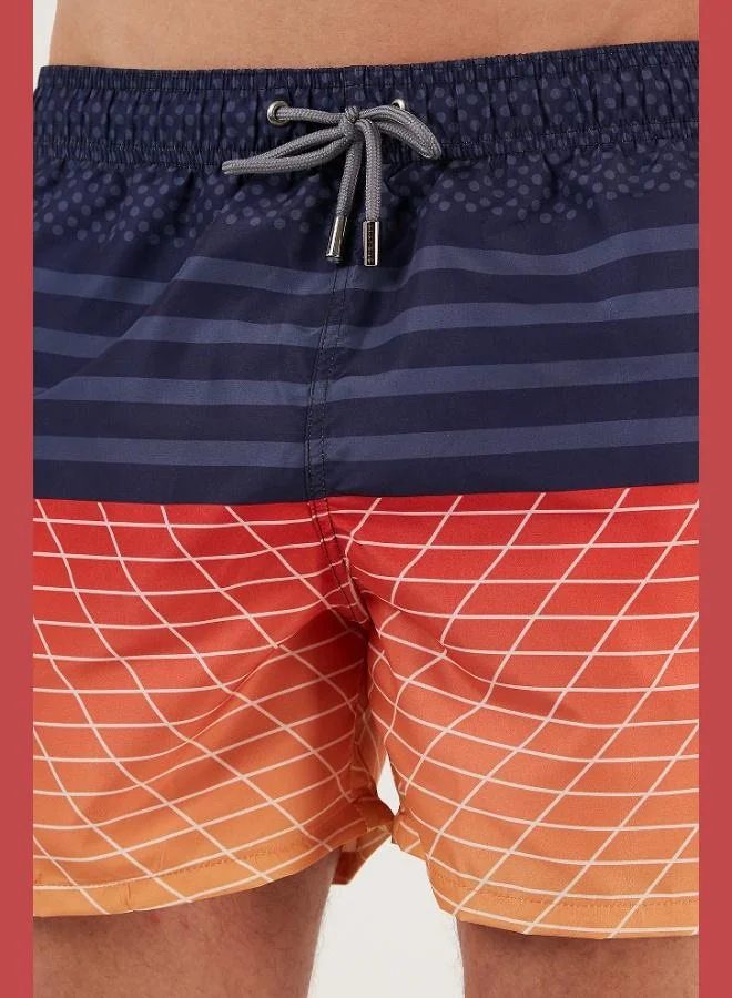 Buratti  Buratti Patterned Swim Shorts with Waist Tie and Pocket Swimsuit Short Men's SWIMSUIT SHORT 380K917 for Men | Best Price UAE