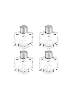 Excefore Diffuser Empty Clear Bottles, 50ml Essential Fragrance Oil Reed Diffusers Set, Small Square Glass Diffuser Bottles with Caps for Home Bathroom Decorative Fragrance Accessories Use 4 Pcs  - Image 2