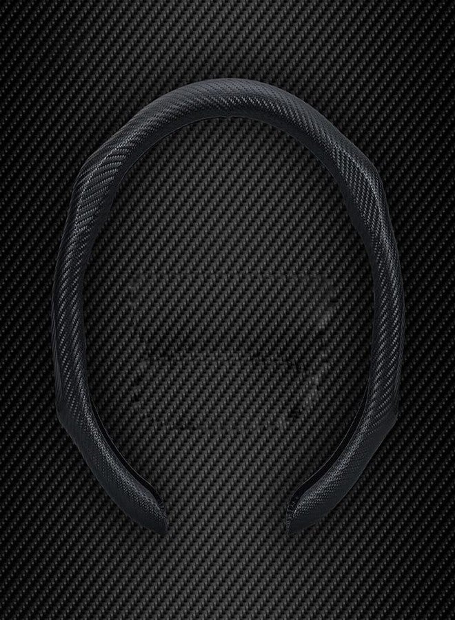 PartsTo Steering Wheel Cover Wrap with Sporty Carbon Textured Grip fit for Tesla Model 3 Y Corolla RAV4 Camry Civic Accord CR-V 14 ½” to 15” Size Raised Contours (Black Carbon Fiber Pattern, 14 ½” to 15”) - Image 1