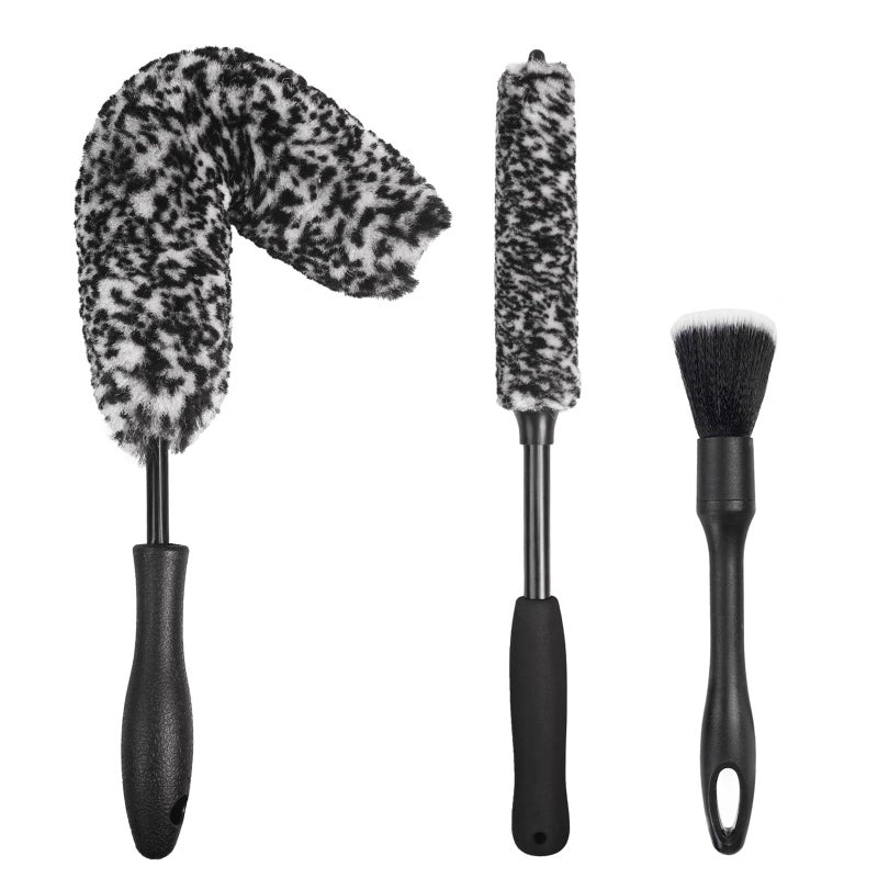 NIKCOSMK 3PCS Wheel Brush Kit for Cleaning Wheel and Tire Wheel and Rim Brush Car Detailing Brushes Bendable Durable Car Wheel Rim Cleaner Brush SetCar Detailing Cleaning Brush Supplies Kit