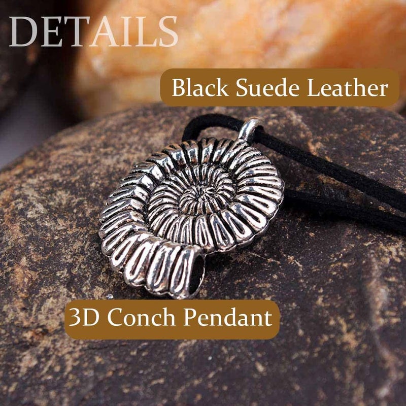 Yalice Boho Shell Necklace Chain Mermaid Conch Pendant Necklace Leather Suede Choker Necklaces for Women(Silver) - Image 5