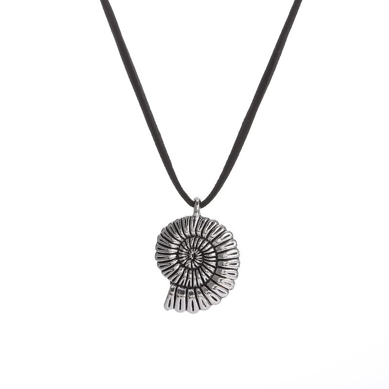 Yalice Boho Shell Necklace Chain Mermaid Conch Pendant Necklace Leather Suede Choker Necklaces for Women(Silver) - Image 1
