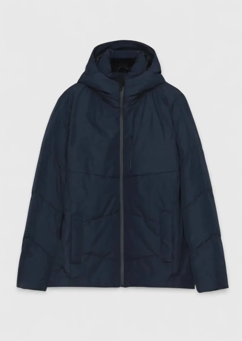 رامسي معطف منسوج كاجوال بغطاء رأس، أزرق داكن، بقصة عادية