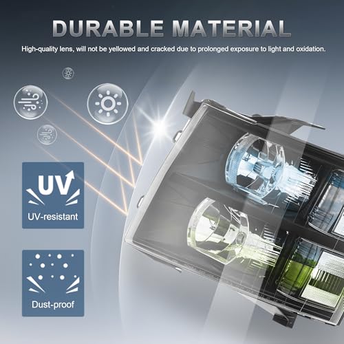 KUIPERAUTO Headlight Assembly Compatible with 20072013 Chevy Chevrolet Silverado 1500 2500HD 3500HD Front Lamp with Bulb Black HousingClear LensClear Corner - Image 5