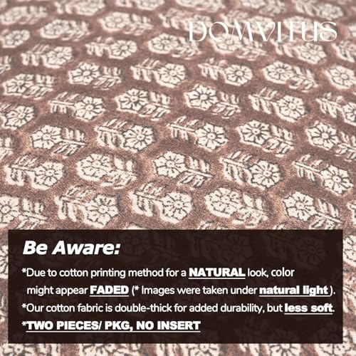 DOMVITUS Floral Pillow Covers Set of 2, Throw Pillow Covers 20x20, Floral Print Neutral Accent Decorative Pillow Covers for Living Room, Bed, Cognac Brown - Image 4