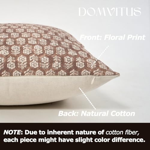 DOMVITUS Floral Pillow Covers Set of 2, Throw Pillow Covers 20x20, Floral Print Neutral Accent Decorative Pillow Covers for Living Room, Bed, Cognac Brown - Image 2