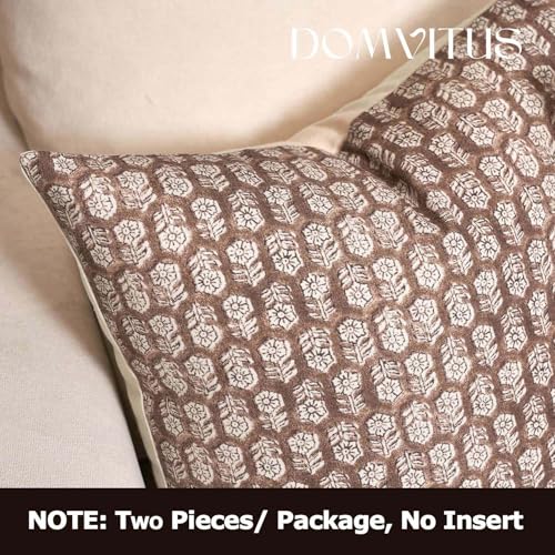 DOMVITUS Floral Pillow Covers Set of 2, Throw Pillow Covers 20x20, Floral Print Neutral Accent Decorative Pillow Covers for Living Room, Bed, Cognac Brown - Image 5