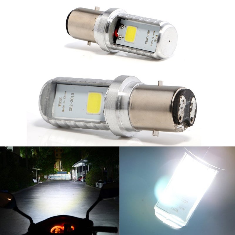 BA20D H616 COB 12W LED Aluminium Bulbs White Motorcycle Lights Bulb Backup Signal Blinker Stop Brake Tail Motorbike Light Bulbs Battery Car LED Headlight 900LM HighLow BeamPack of 2