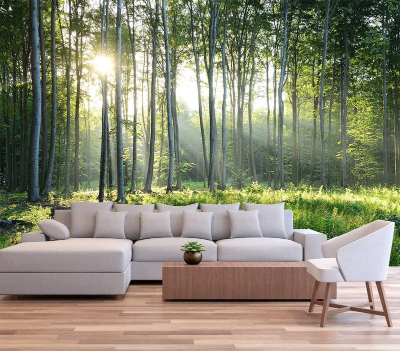 Reyhui Sunshine Forest Mural Wallpaper Landscape Tree Wallpaper Large Nature Scenery Wall Mural for Living Room not selfAdhesive