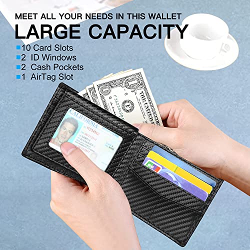 Huztencor AirTag Wallet Minimalist Front Pocket Mens Wallet for Apple Air Tag Carbon Fiber Black - Image 4