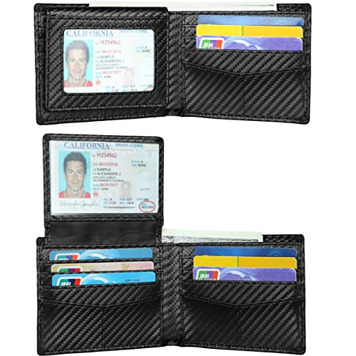 Huztencor AirTag Wallet Minimalist Front Pocket Mens Wallet for Apple Air Tag Carbon Fiber Black - Image 2