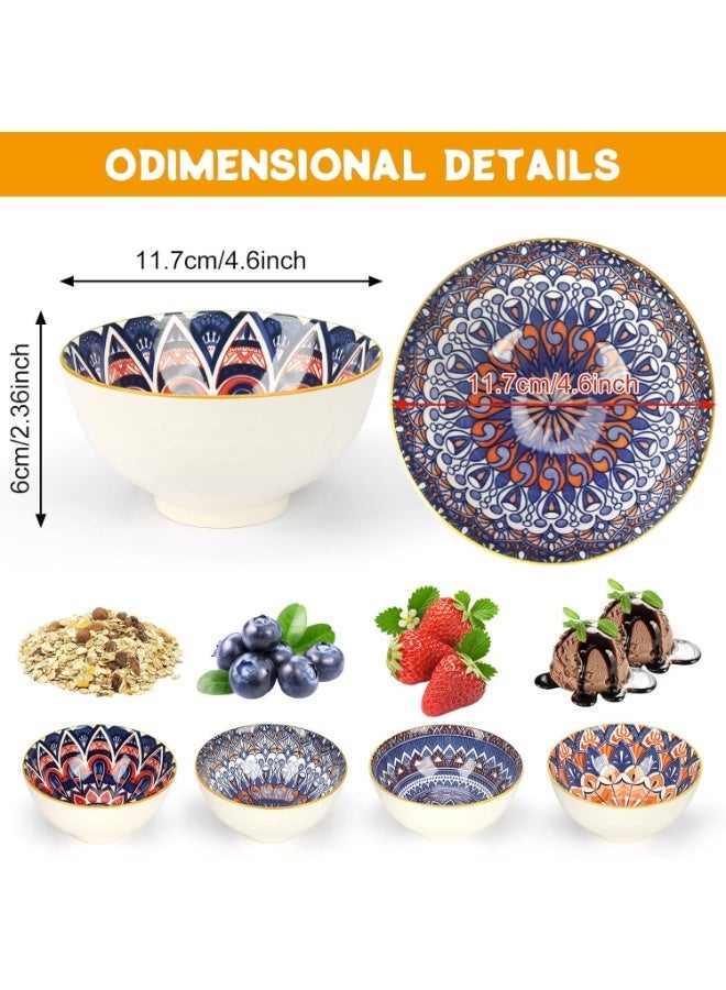 Ceramic Serving Bowls, Rice Bowl with Gift Box, Bohemian Style Pottery Bowls, Porcelain Serving Bowls for Rice, Creal, Dessert, 10oz/300ml, Set of 6 - Image 4