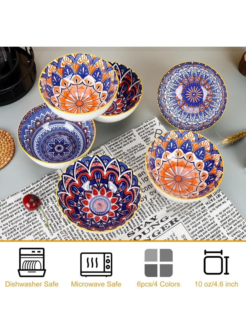 Ceramic Serving Bowls, Rice Bowl with Gift Box, Bohemian Style Pottery Bowls, Porcelain Serving Bowls for Rice, Creal, Dessert, 10oz/300ml, Set of 6 - Image 2