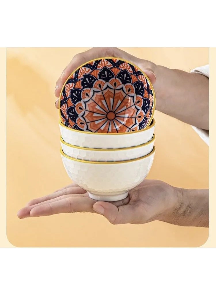 Ceramic Serving Bowls, Rice Bowl with Gift Box, Bohemian Style Pottery Bowls, Porcelain Serving Bowls for Rice, Creal, Dessert, 10oz/300ml - Image 4