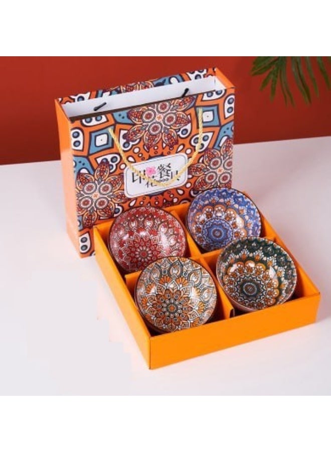 بولات تقديم من السيراميك، بولة أرز مع صندوق هدايا، بولات فخار بنمط بوهيمي، بولات تقديم بورسلين للأرز والكريمة والحلويات(اشكال متعدده) - Image 1