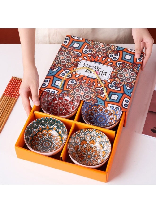 بولات تقديم من السيراميك، بولة أرز مع صندوق هدايا، بولات فخار بنمط بوهيمي، بولات تقديم بورسلين للأرز والكريمة والحلويات(اشكال متعدده) - Image 2