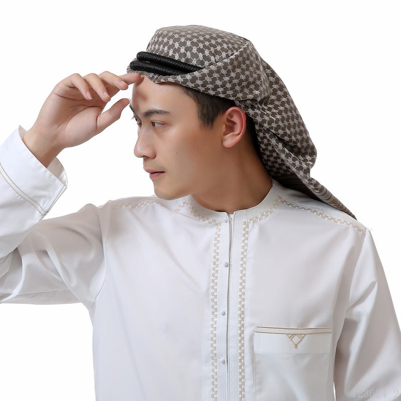 غطاء رأس تركي من القطن بنقشة المربعات - تطريز متعدد الألوان - Image 3