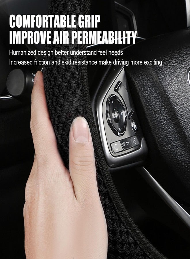 Tesnaao Pack-1 Car Steering Wheel Cover, Ice Silk 3D Massage Mesh Breathable Without Inner Ring Steering Wheel Cover, Elastic Easy Grip Anti-Slip Protector for 14.5"-15", Universal for Cars (Black) - Image 3