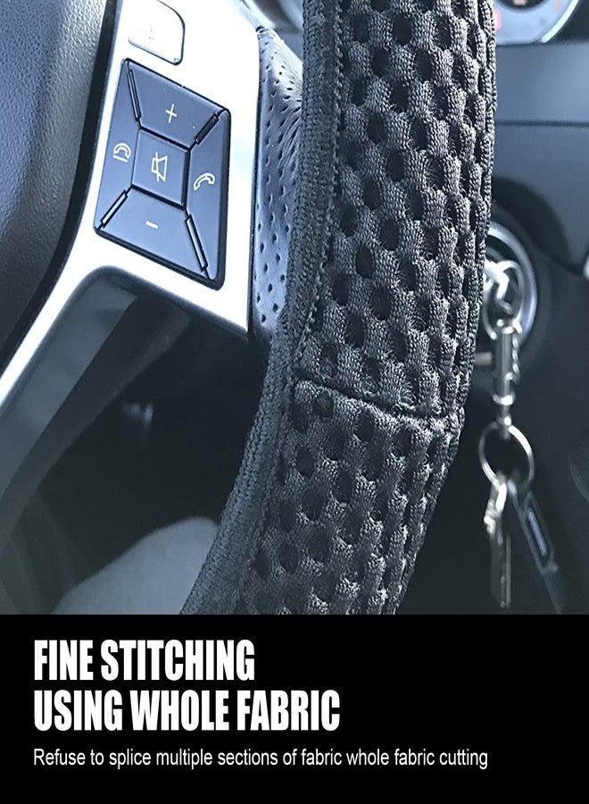 Tesnaao Pack-1 Car Steering Wheel Cover, Ice Silk 3D Massage Mesh Breathable Without Inner Ring Steering Wheel Cover, Elastic Easy Grip Anti-Slip Protector for 14.5"-15", Universal for Cars (Black) - Image 4