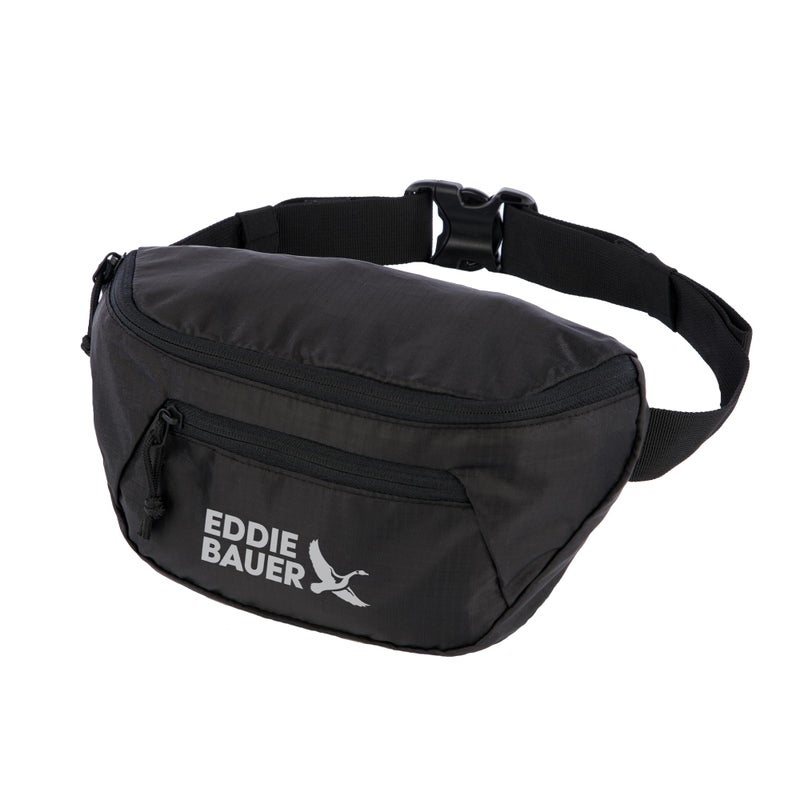 Eddie Bauer Stowaway Packable Waistpack Sling Fanny Pack Travel Foldable Lightweight Outdoor 1L Ripstop Polyester Onyx Black - Image 2