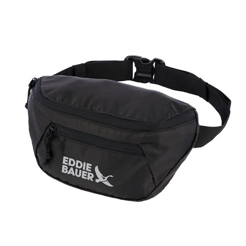 Eddie Bauer Stowaway Packable Waistpack Sling Fanny Pack Travel Foldable Lightweight Outdoor 1L Ripstop Polyester Onyx Black - Image 1