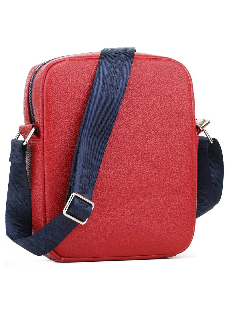 Tommy Hilfiger Plus Red Leather Tommy Hilfiger Crossbody Messenger Bag For Men  - Image 4