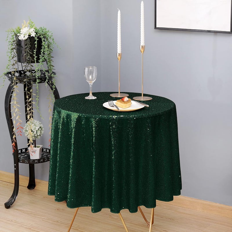 nanbowang Sequin Tablecloth - Dark Green Table Cloths for Parties Rectangular Table Cover Overlay Sequin Fabric Table Linens Birthday/Baby Shower/Tea Party Decor - Image 1