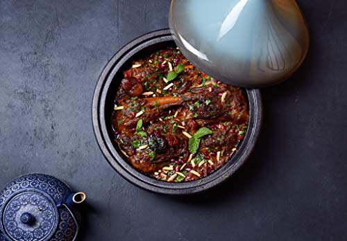 Kook طاجن مغربي كوك، وعاء طهي من الحديد الزهر المينا، طاجين بغطاء مغلق على شكل مخروط سيراميك، 3.3 QT، (أزرق حجري) - Image 3