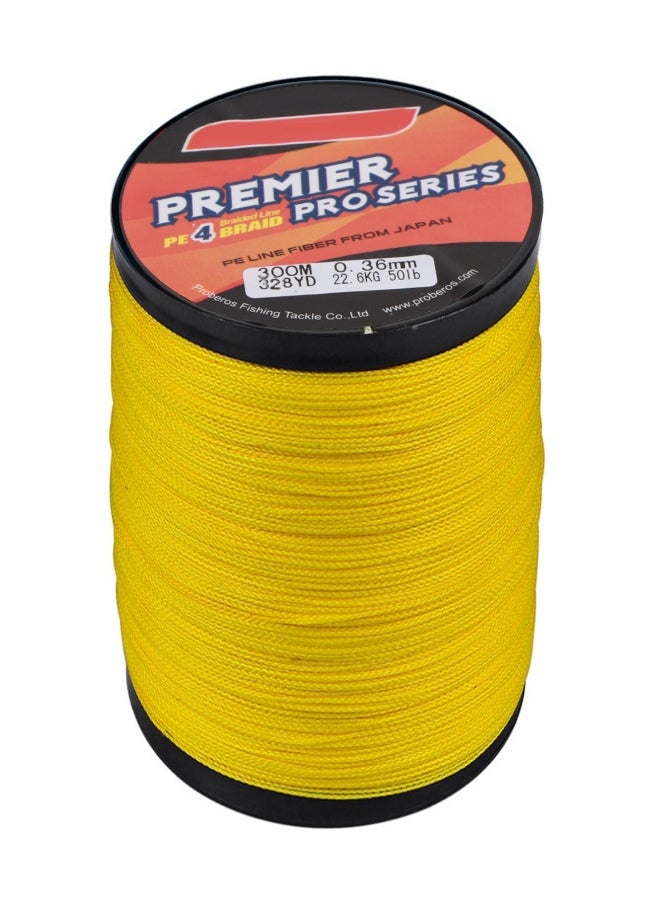 Proberos 5.0/50LB Fishing Wire Abrasion Resistant Fishing Tape 4 Stranded Braided PE Fishing Line for Seawater Freshwater 300m Yellow - Image 1