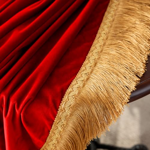 F-CHU Small Square Tablecloth 36 x 36 Inch Velvet Table Cloth Solid Red Small Round Table Cover for Nightstand End Bedside Table Tabletop Decoration，Red Tablecloth - Image 4