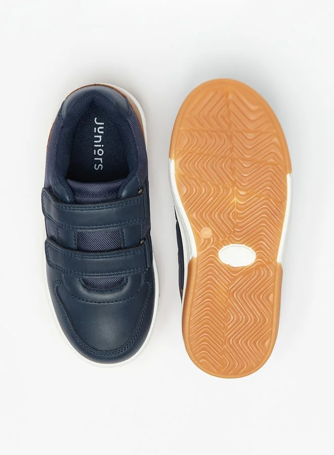 جونيورز Boys Textured Sneakers with Hook and Loop Closure