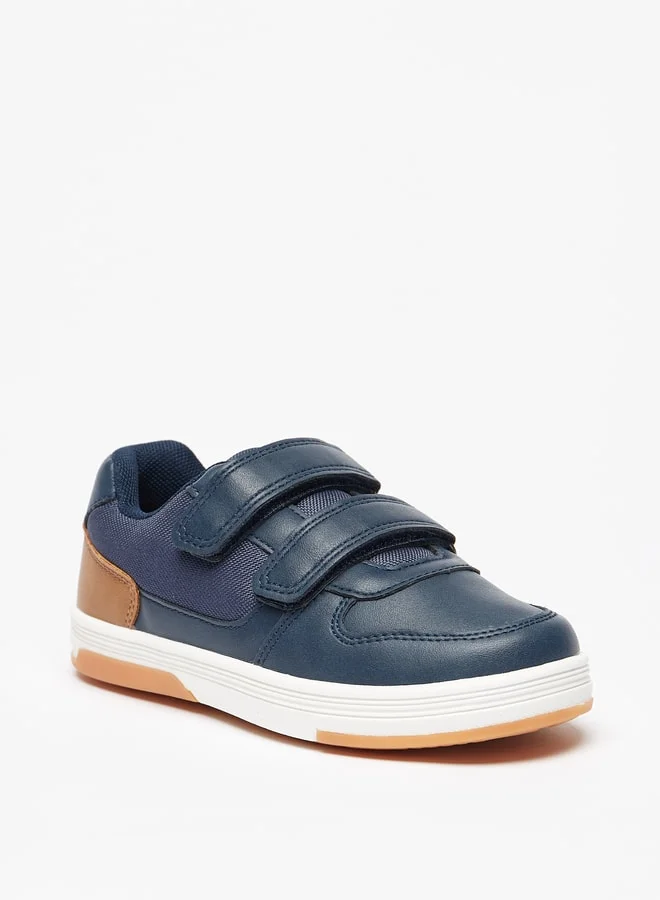 جونيورز Boys Textured Sneakers with Hook and Loop Closure