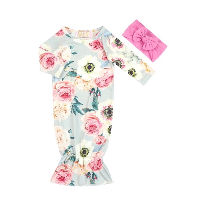 Bluejw Baby Sleeping Bag Newborn Swaddle Long Sleeve Sleep Sack Summer Thin Soft Swaddlers, Loose Bottom Easy Diaper Changes, Headband Included - Image 1