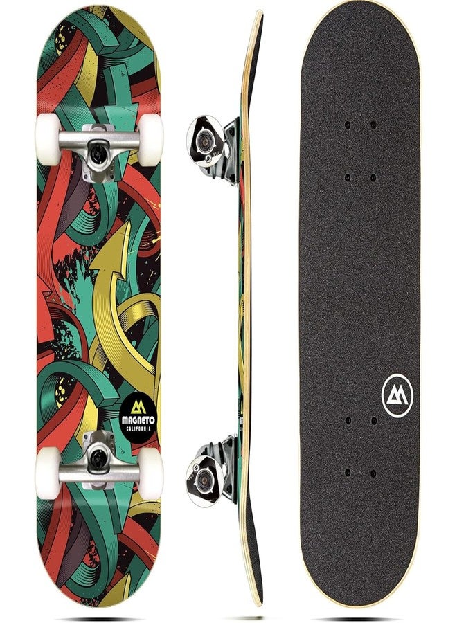 Magneto Complete Skateboard | Maple Wood | ABEC 5 Bearings | Double Kick Concave Deck | Kids Skateboard Cruiser Skateboard | Skateboards for Beginners, Teens & Adults (Free Stickers Included) - Image 1