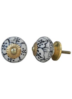 Indian-Shelf IndianShelf 2 Piece Black Floral Ceramic Drawer Knobs for Kitchen Cabinet Hardware Door Decorative Dresser Pulls Luxurious Artworks  - Image 1